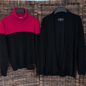 Sophisticated Sweater Bundle x2 Office Work Classic Capsule Cardigan Turtleneck